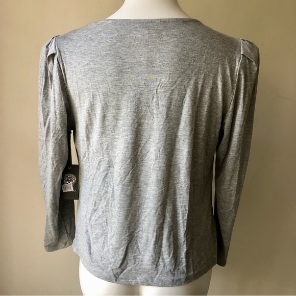 🌼 VINCE CAMUTO Drape Neck Knit Top In Medium Heather Gray M NWT - Picture 7 of 7